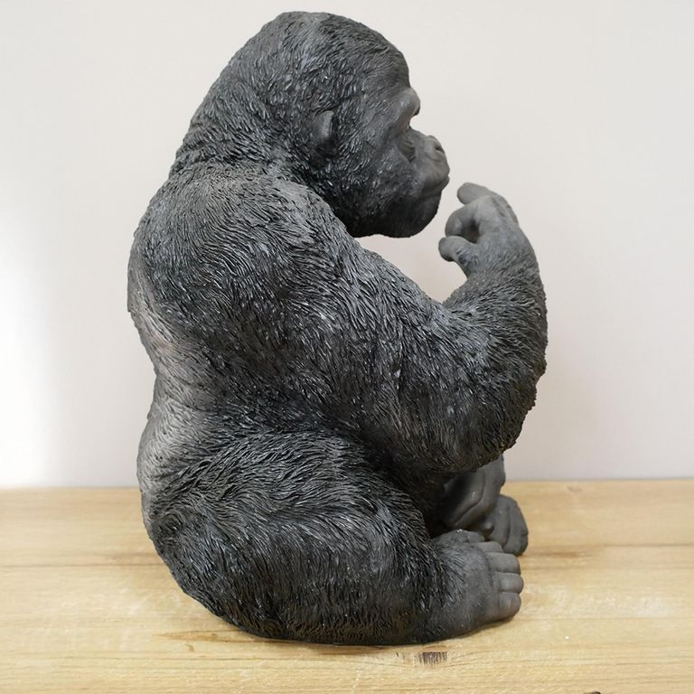 Gorilla Statue - Black Resin - Up Yours - Set of 2
