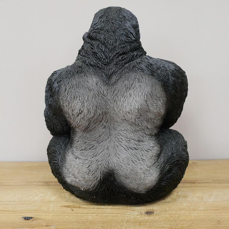 Gorilla Statue - Black Resin - Up Yours - Set of 2