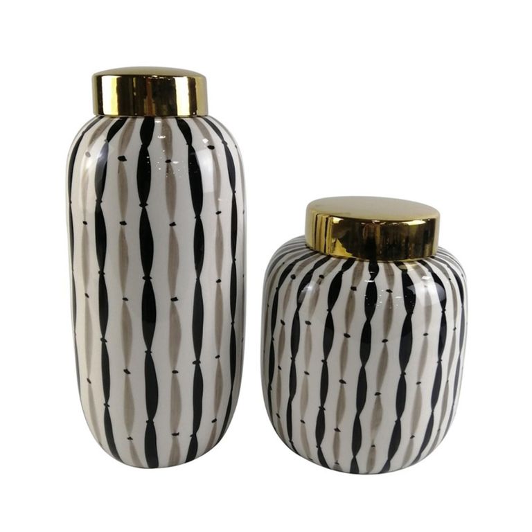 Ginger Jar - Black and White Ceramic