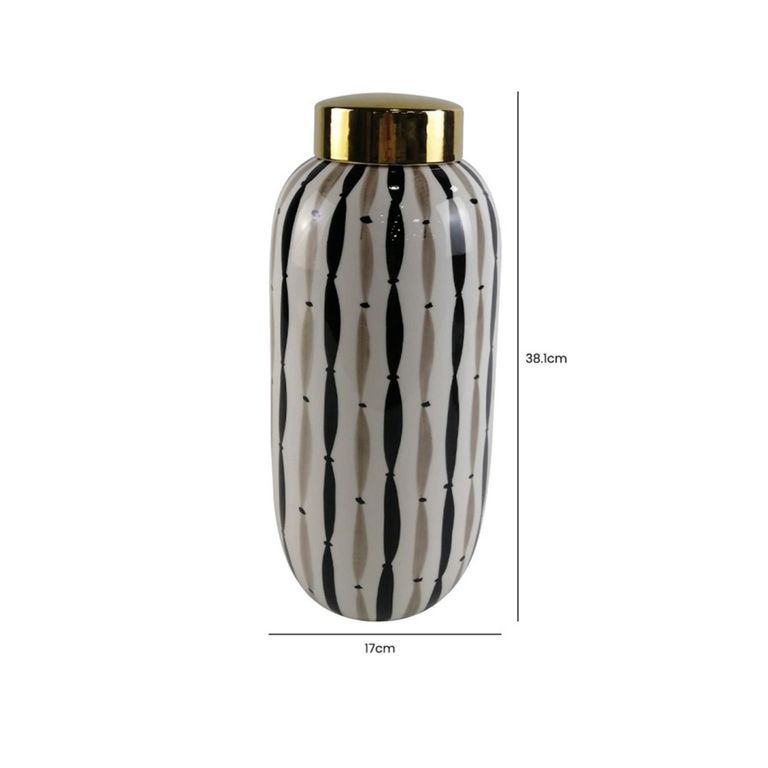 Ginger Jar - Black and White Ceramic