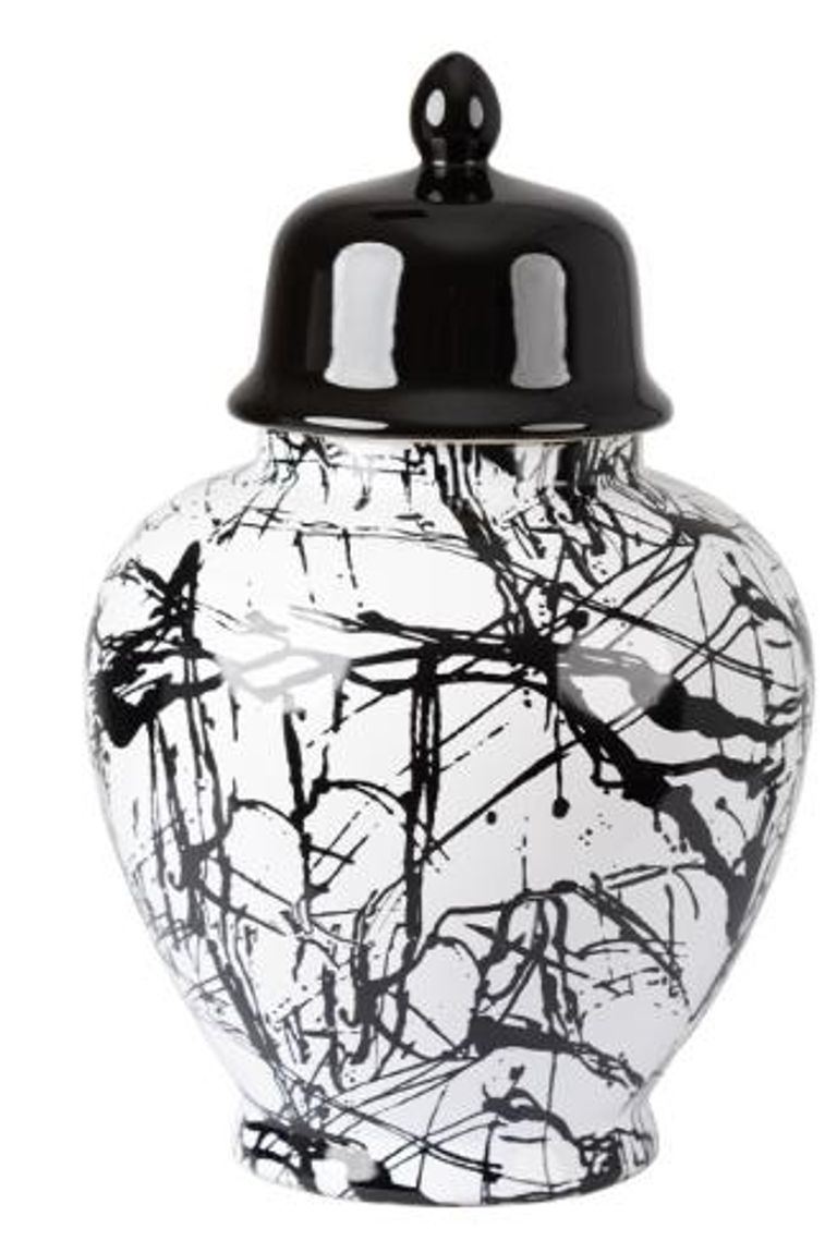 Ginger Jar - Black and White Splash