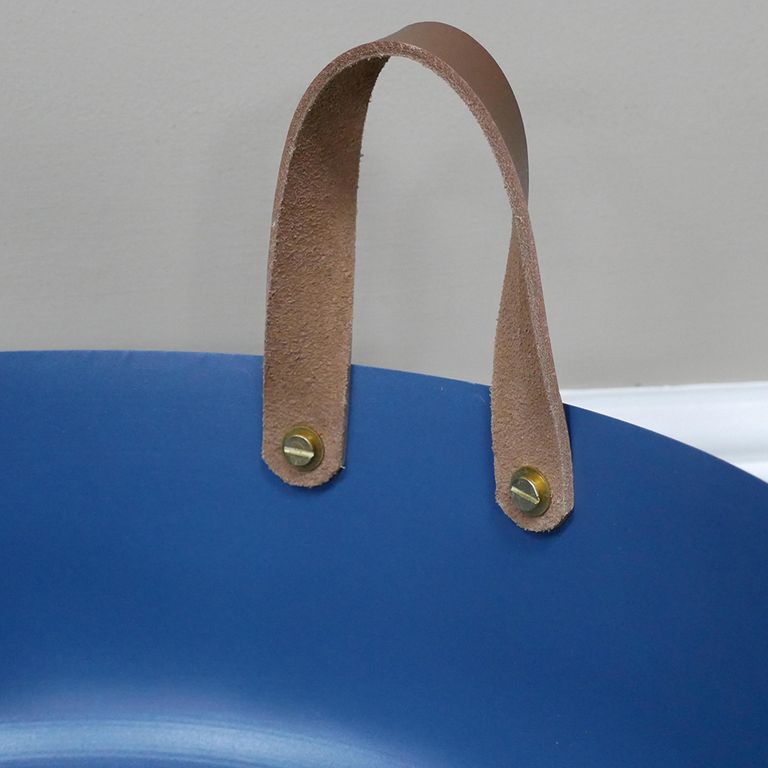 Bowls with Leather Handles - Set of 2 - Metal