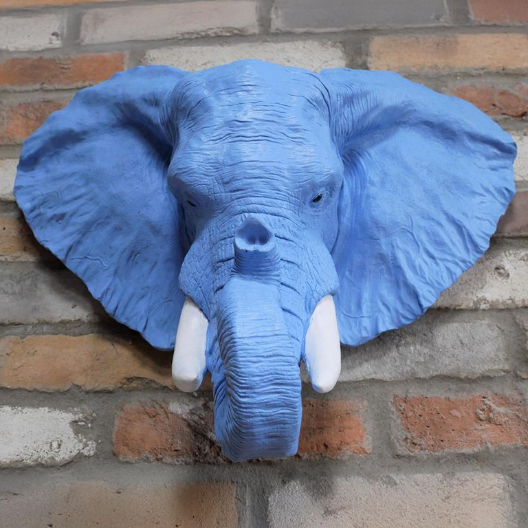Blue Resin Elephant Head Planter