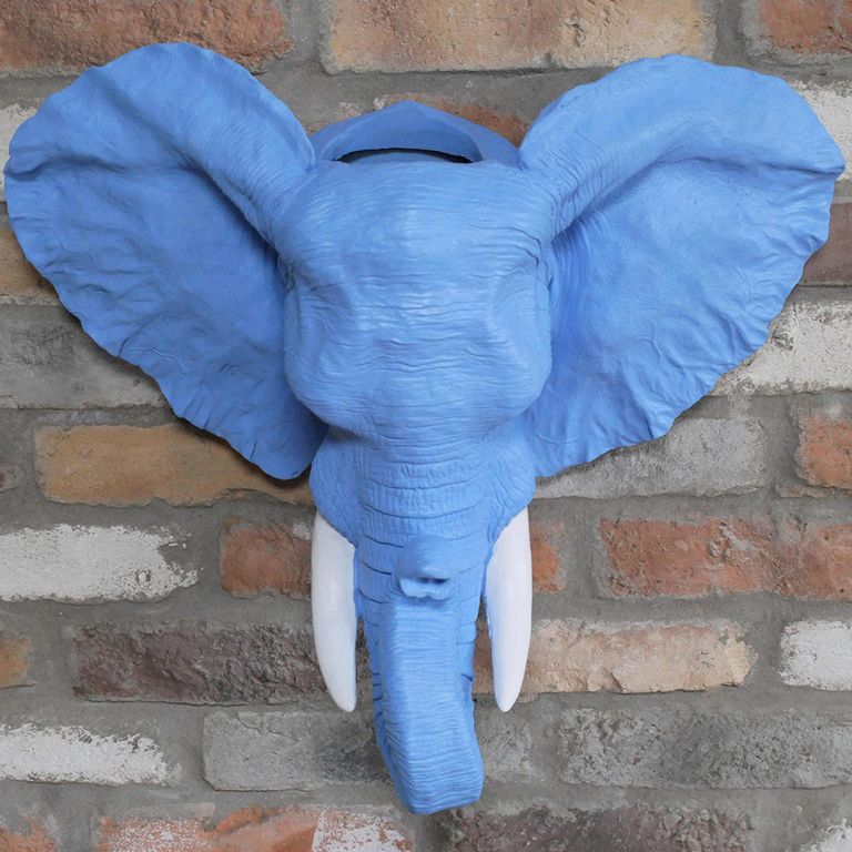 Blue Resin Elephant Head Planter