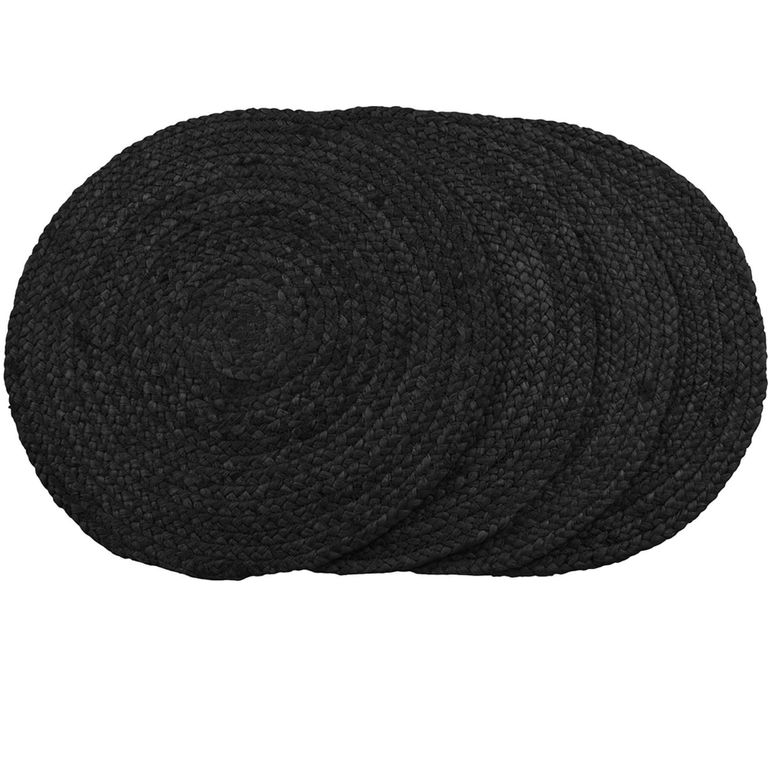 Bombay Jute Braided Round Placemat - Set of 4 - Dark Grey