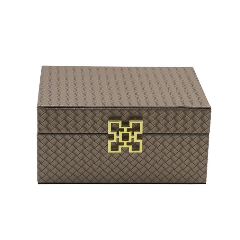 Jewellery Box - Bronze Faux Leather - Set of 2