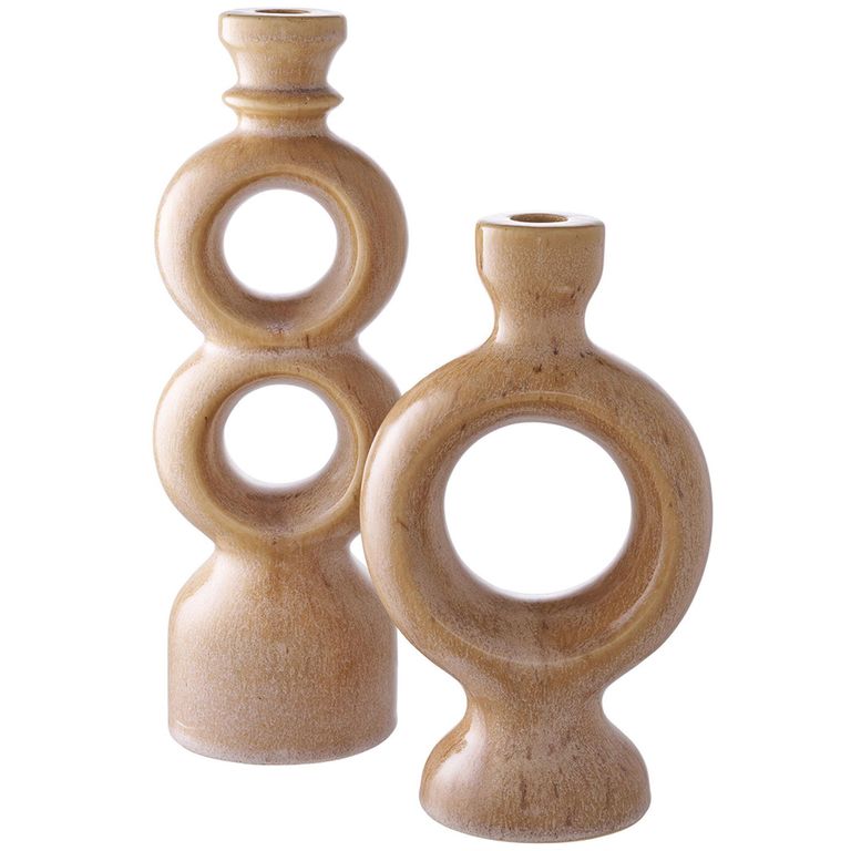 Candle Holder - Medium - Brown Ceramic