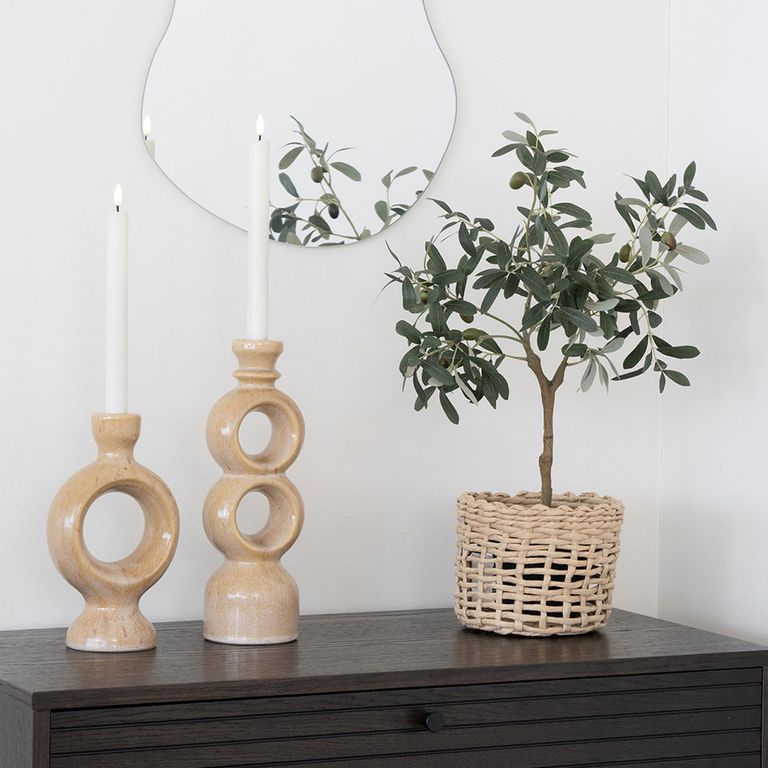 Candle Holder - Medium - Brown Ceramic