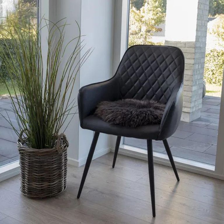 Round Seat Cushion - Lambskin - Brown