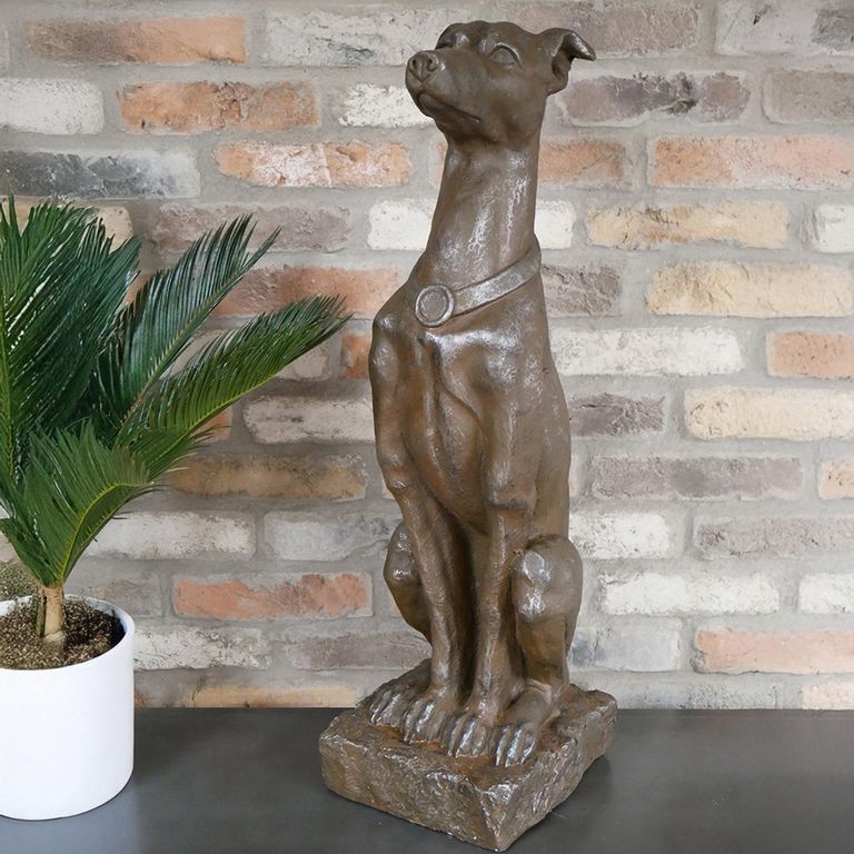 Brown Sitting Dog Statue - Set of 2 - Resin