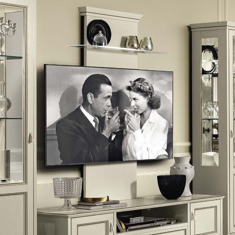 Giotto TV Wall Panel - with Glass Shelf - Bianco Antico