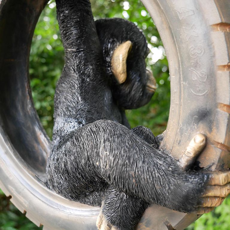 Chimpanzee on Tyre Swing - Set of 2 - Resin