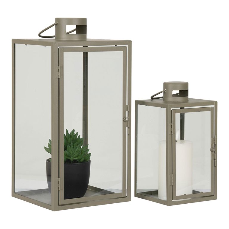 Corfu Lantern - Green Steel - Set of 2