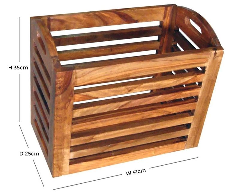 Cube Solid Sheesham Wood Basket