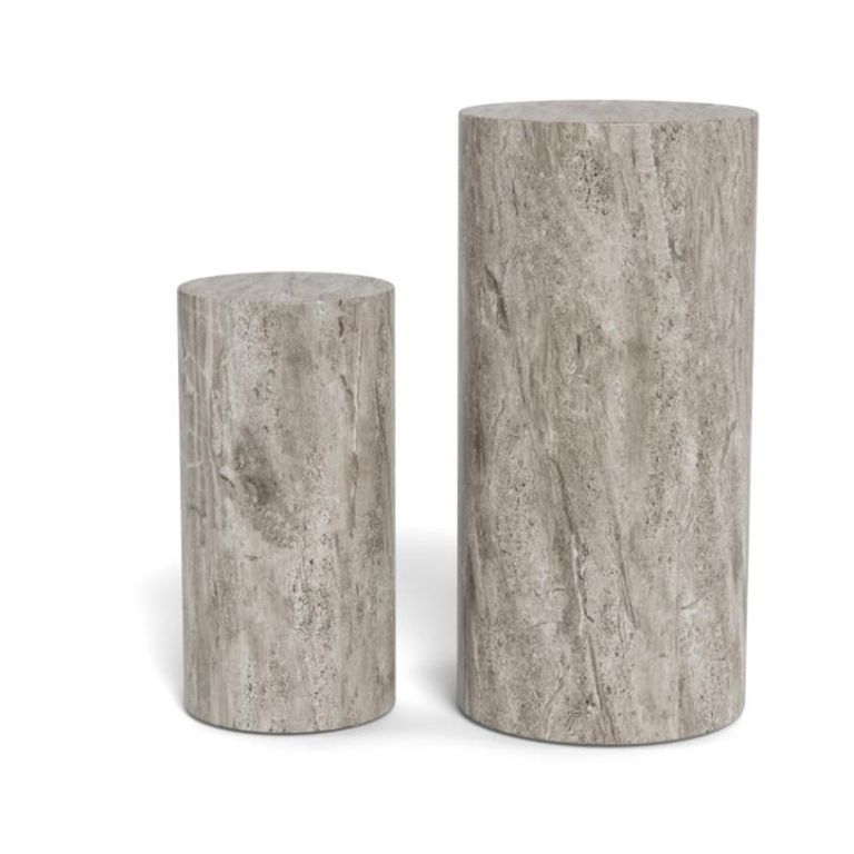 Dice Pillar - Round - Grey Marble Effect - Set of 2