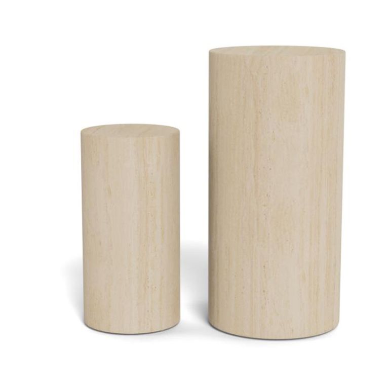 Dice Pillar - Round - Travertine Effect - Set of 2