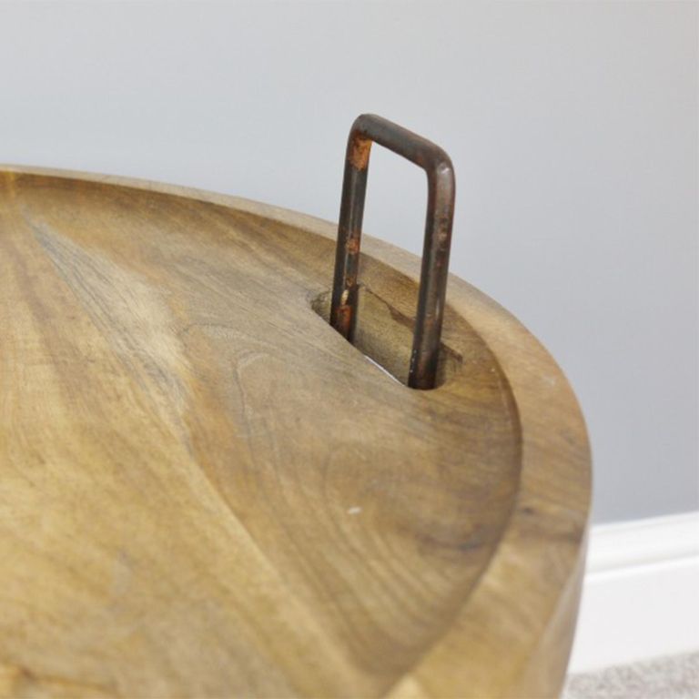 Basket - Rustic - with Wood Lid - Metal & Wood