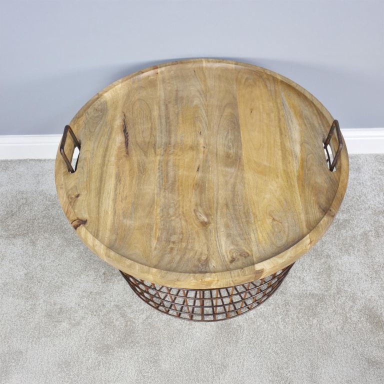 Basket - Rustic - with Wood Lid - Metal & Wood