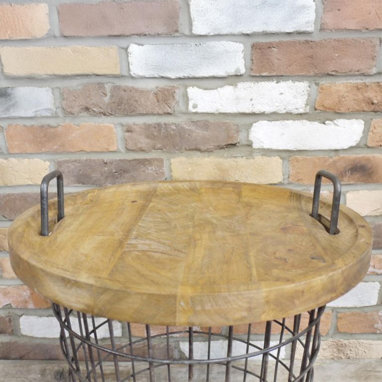 Table - Wood and Metal - Round - Basket