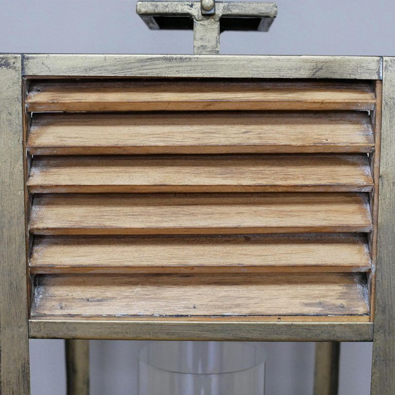 Fir Wood and Metal Lantern - Set of 2