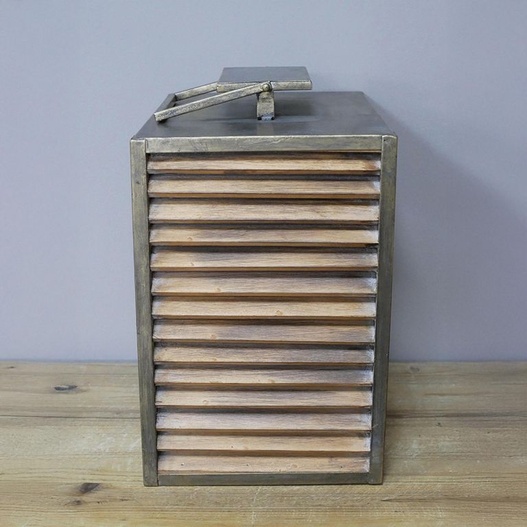 Fir Wood and Metal Lantern - Large - Set of 2