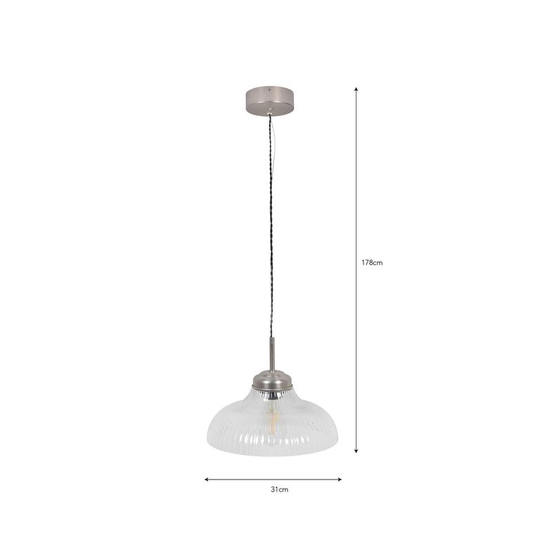 Fovant Fluted Glass Pendant Light Satin Nickel