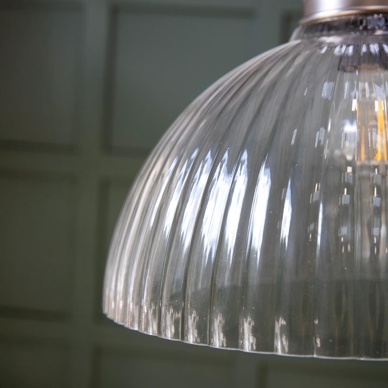 Fovant Glass Pendant Light Large Satin Nickel