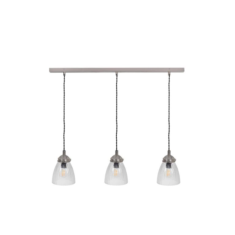 Fovant Glass Triple Pendant Light Satin Nickel