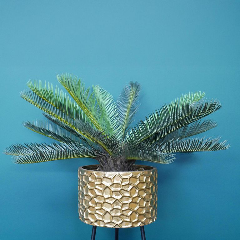 Artificial Flower Planter - Gold - Set of 2 - Resin & Metal