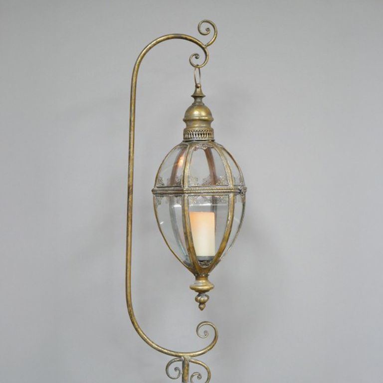 Gold Floor Stand Hanging Lantern - Set of 2 - Metal