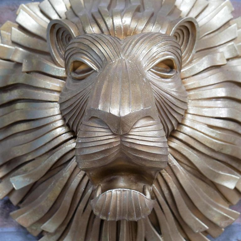 Gold Resin Lion Head Wall Art