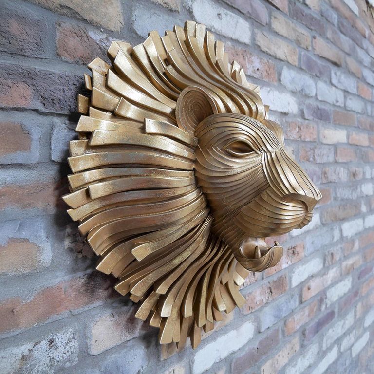 Gold Resin Lion Head Wall Art