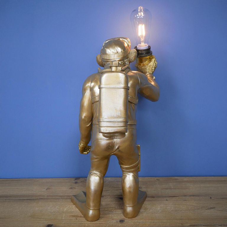 Gold Scuba Steve Monkey Statue - Set of 2 - Resin