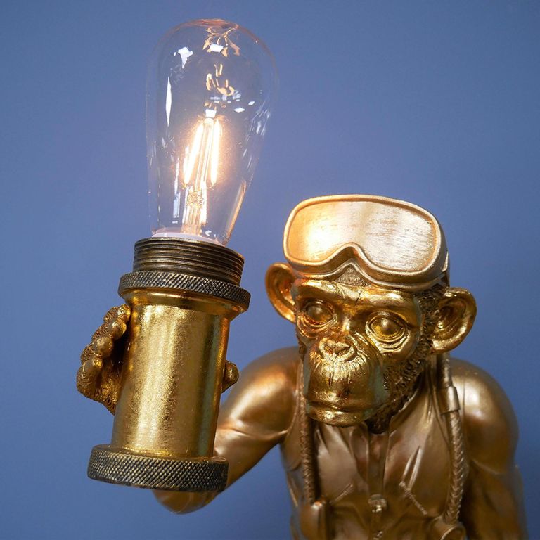 Gold Scuba Steve Monkey Statue - Set of 2 - Resin