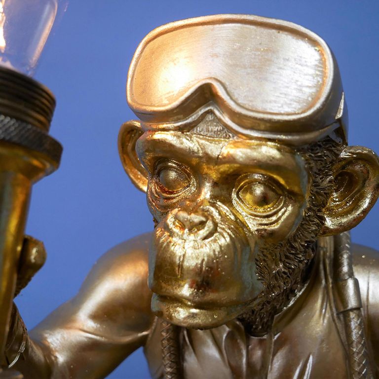 Gold Scuba Steve Monkey Statue - Set of 2 - Resin
