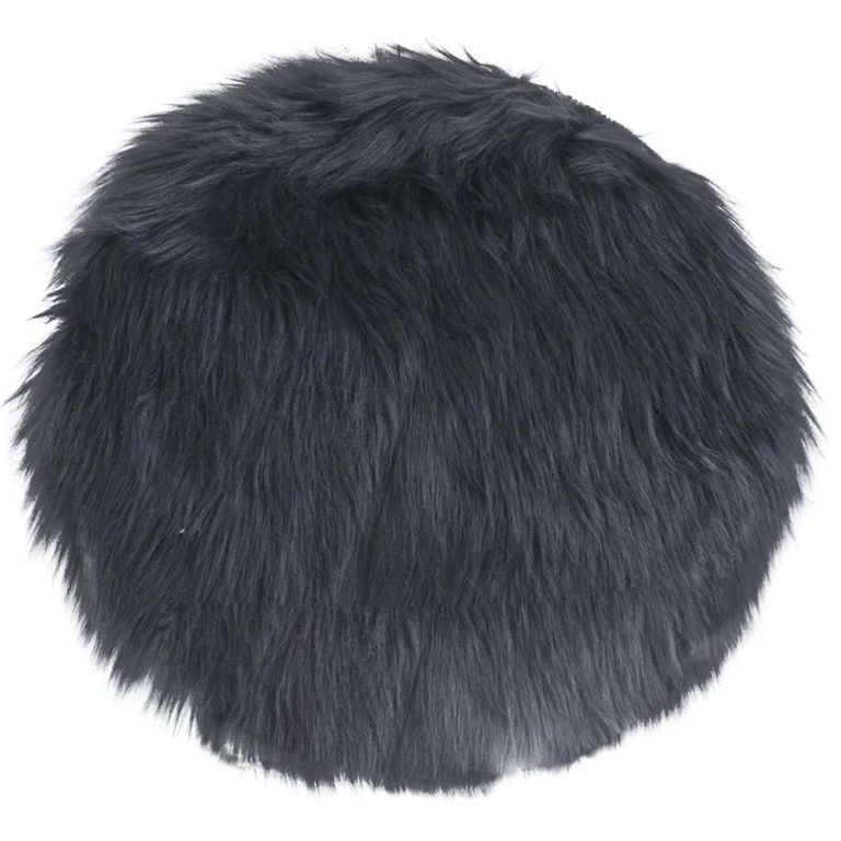 Round Seat Cushion - Faux Lambskin - Grey