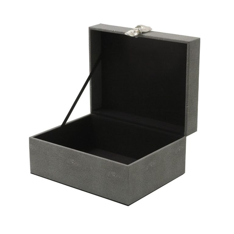 Jewellery Box - Grey Faux Leather - Set of 2