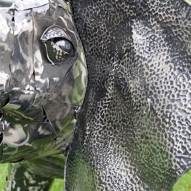 Grey Metal Elephant Statue