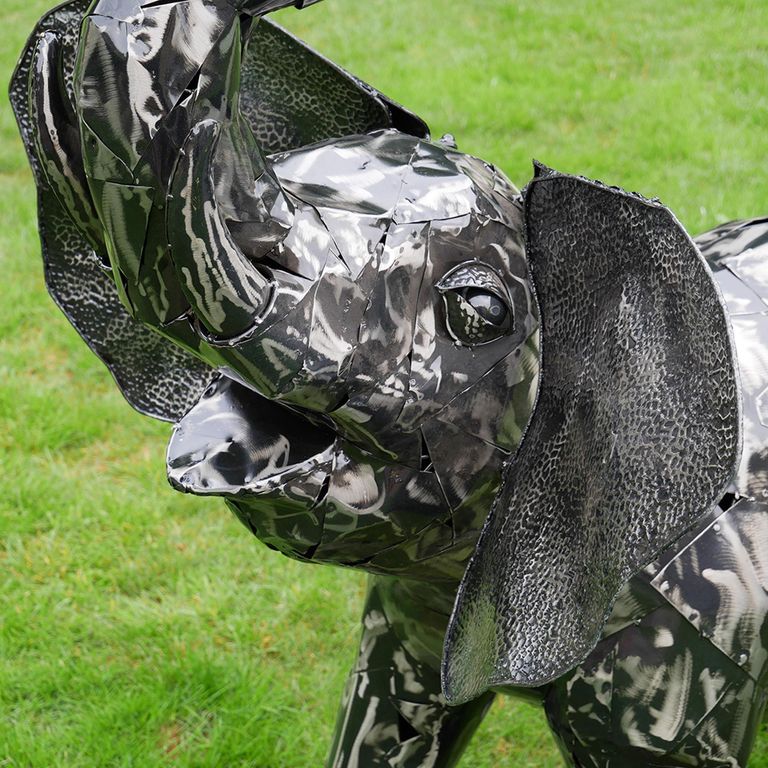 Grey Metal Elephant Statue