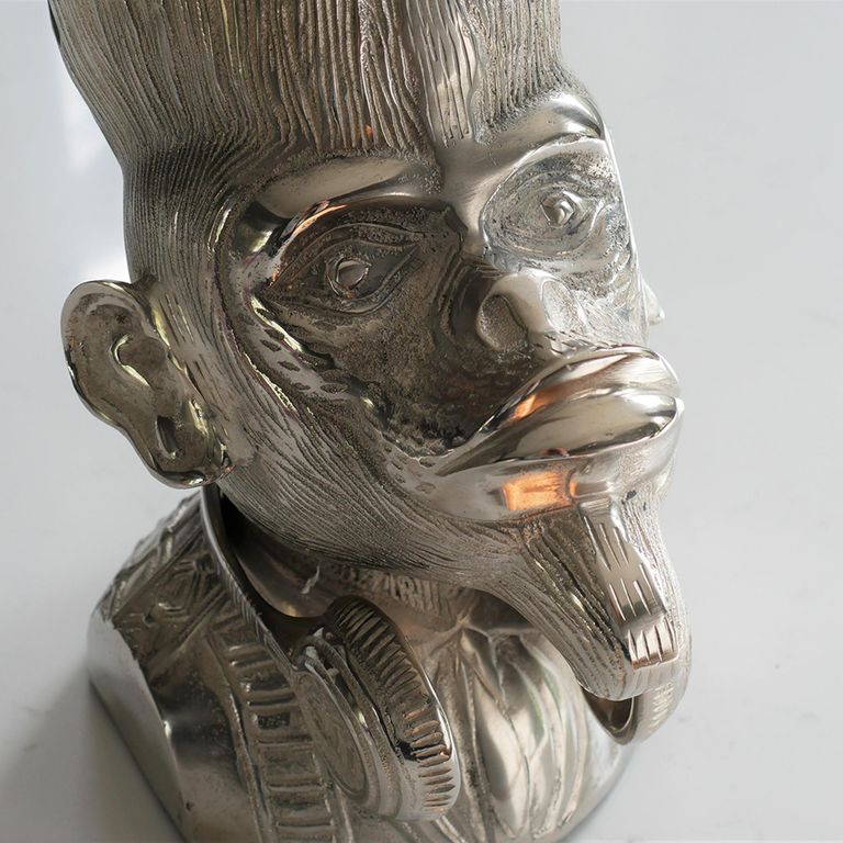 Grey Metal Monkey Head Wine Holder - Set of 2