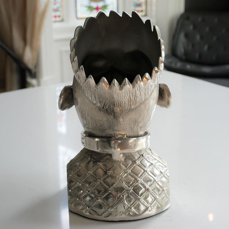 Grey Metal Monkey Head Wine Holder - Set of 2