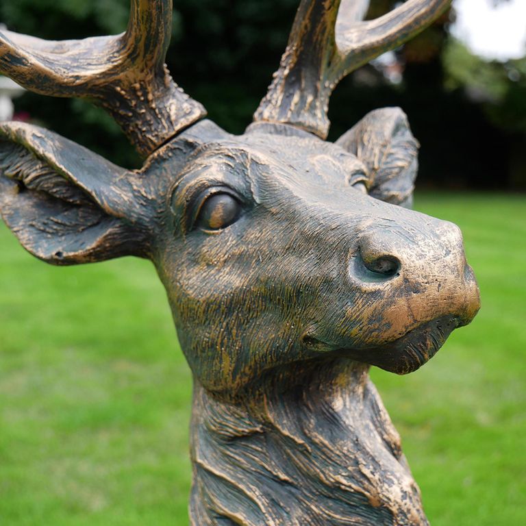 Grey Outdoor Stag Statue - Resin