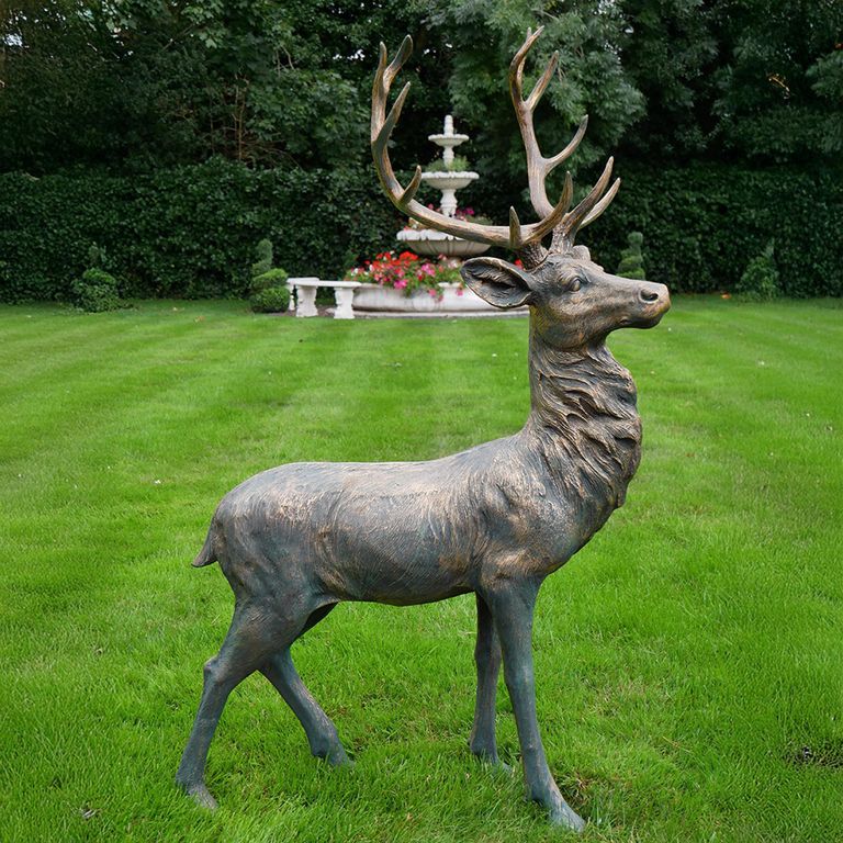 Grey Outdoor Stag Statue - Resin