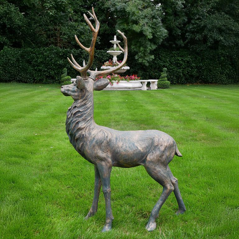 Grey Outdoor Stag Statue - Resin