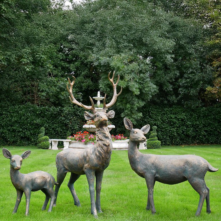 Grey Outdoor Stag Statue - Resin