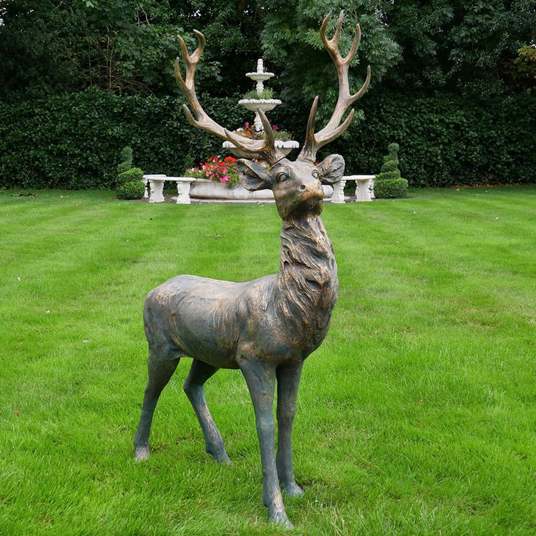 Grey Outdoor Stag Statue - Resin