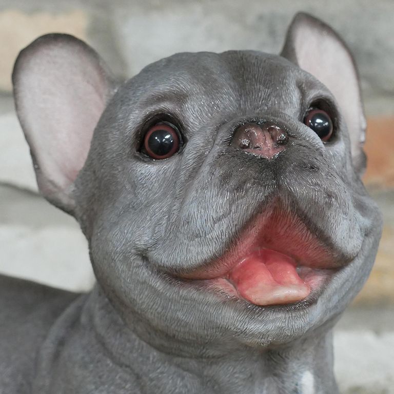 Grey Frenchie Statue - Set of 2 - Resin