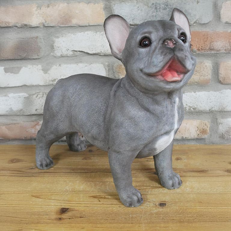 Grey Frenchie Statue - Set of 2 - Resin