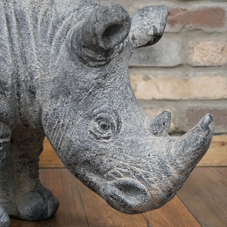 Grey Rhino Statue - Resin