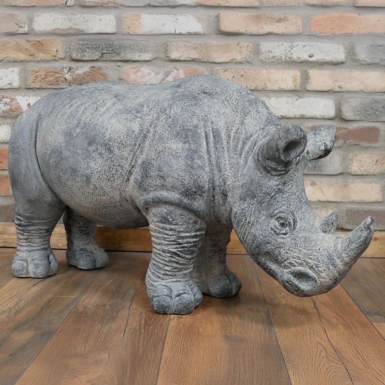 Grey Rhino Statue - Resin